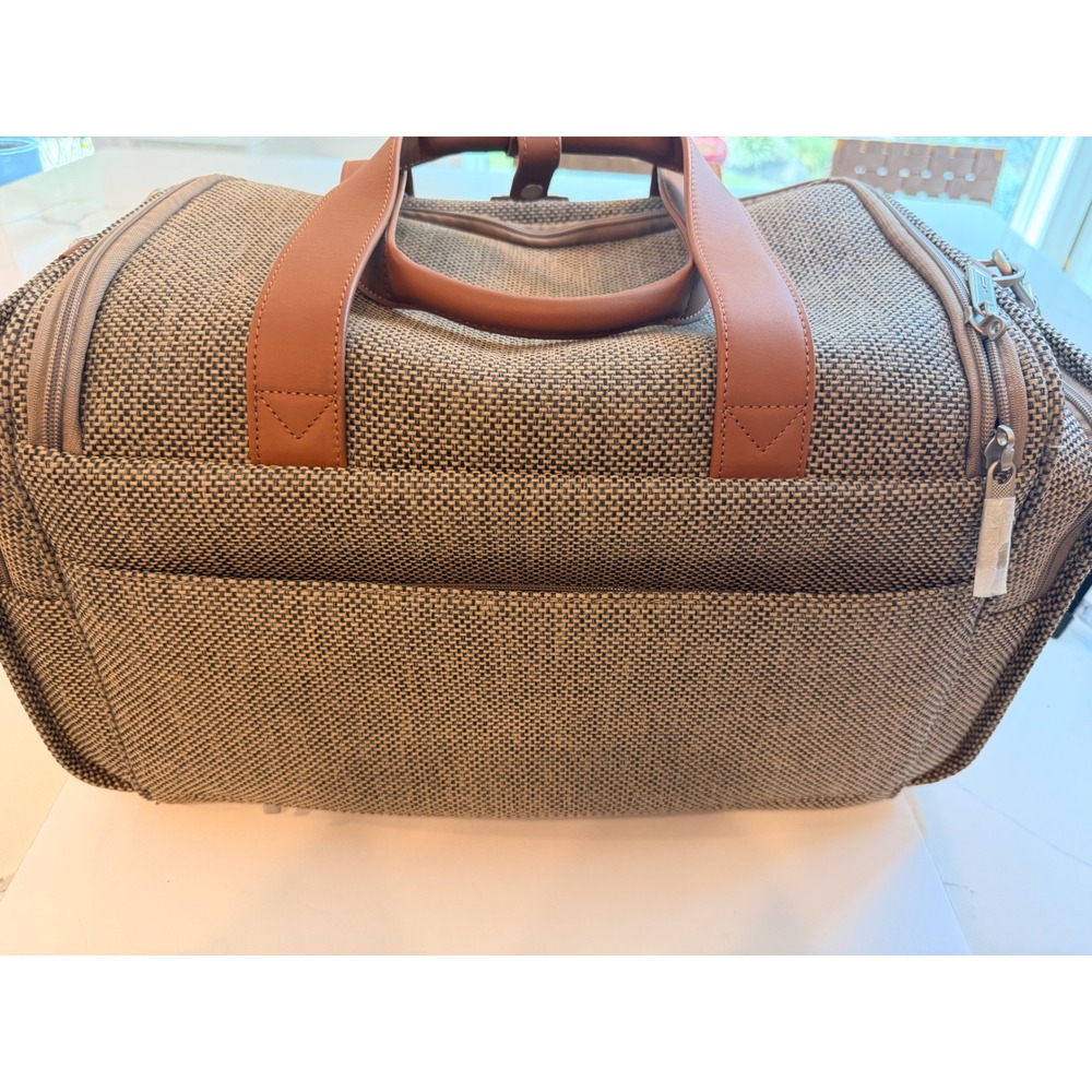 Hartmann Herringbone Weekender Duffel Bag USB Charging Brown Tan 21" Carry On - Picture 15 of 16